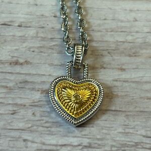 Diamonds International Two-Tone Heart Necklace – .02 Ct Diamond, 18” Chain E950